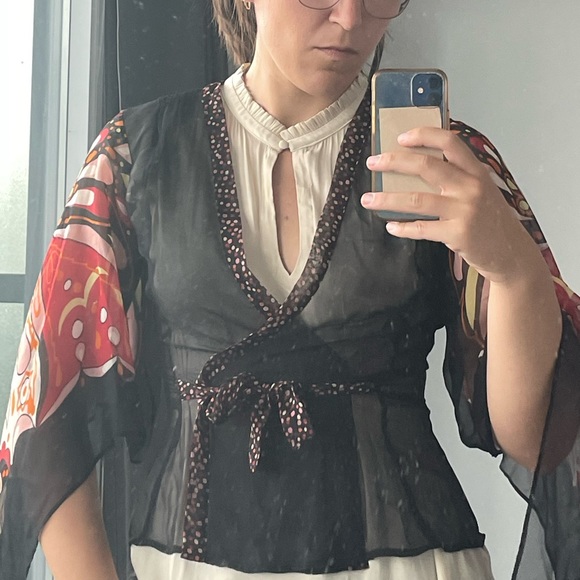 BCBG MAX AZRIA Silk tie blouse size XS - Picture 9 of 12